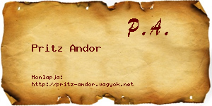 Pritz Andor névjegykártya
